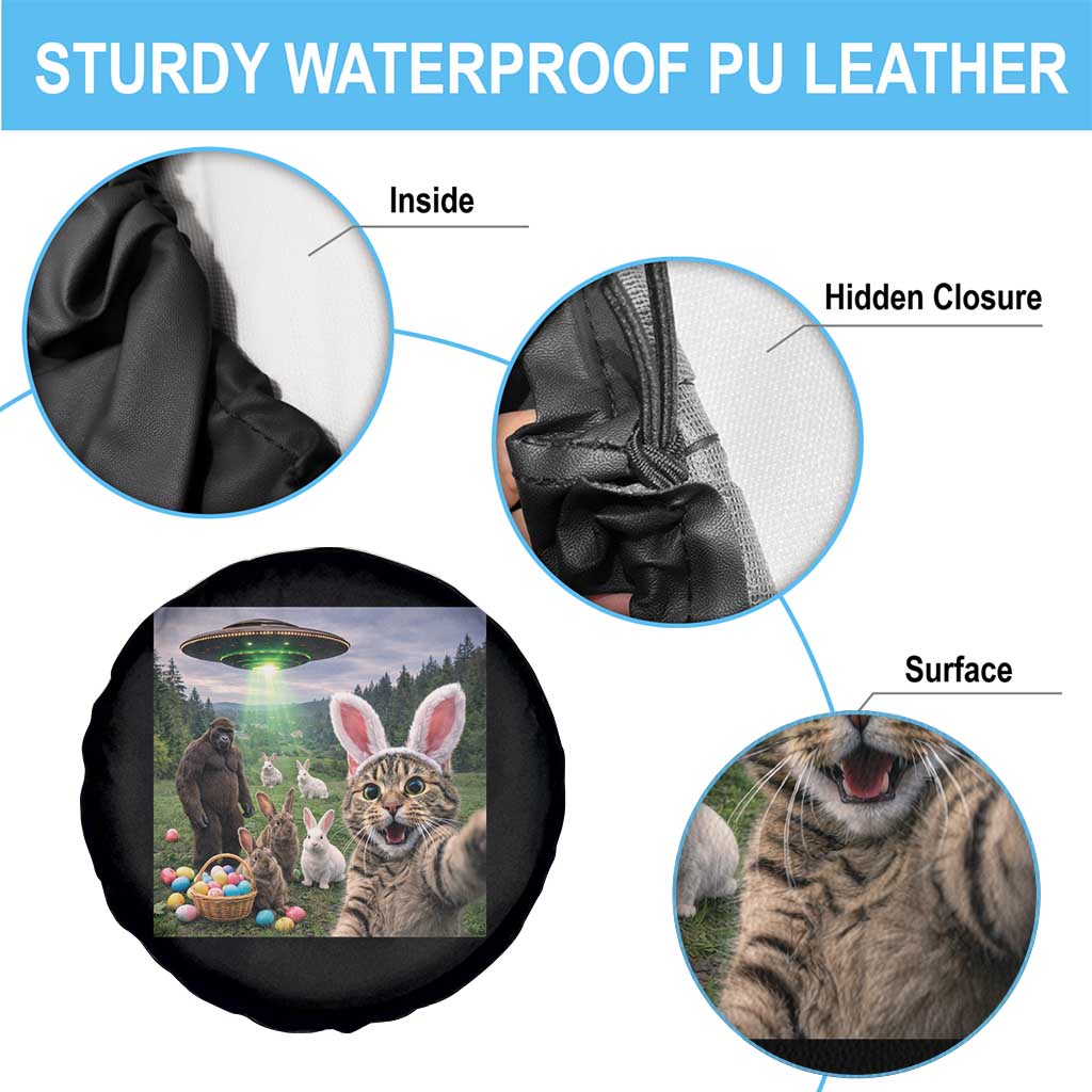 Funny Easter Day Spare Tire Cover Cat Selfie With Bunny Bigfoot UFO Bunny Egg TS10 Print Your Wear