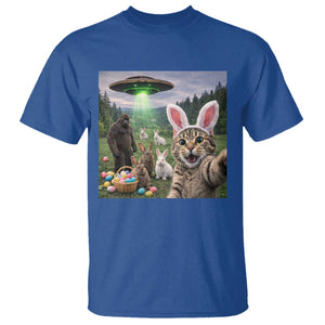 Funny Easter Day T Shirt Cat Selfie With Bunny Bigfoot UFO Bunny Egg TS10 Royal Blue Print Your Wear