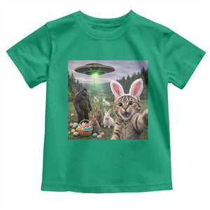 Funny Easter Day Toddler T Shirt Cat Selfie With Bunny Bigfoot UFO Bunny Egg TS10 Irish Green Print Your Wear