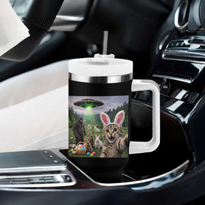 Funny Easter Day Tumbler With Handle Cat Selfie With Bunny Bigfoot UFO Bunny Egg TS10 Print Your Wear