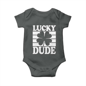 Funny Lucky Dude Baby Onesie Irish Boys St Patricks Day TS10 Dark Heather Print Your Wear