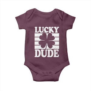 Funny Lucky Dude Baby Onesie Irish Boys St Patricks Day TS10 Maroon Print Your Wear