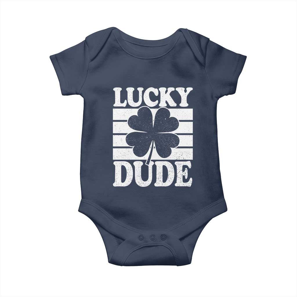 Funny Lucky Dude Baby Onesie Irish Boys St Patricks Day TS10 Navy Print Your Wear