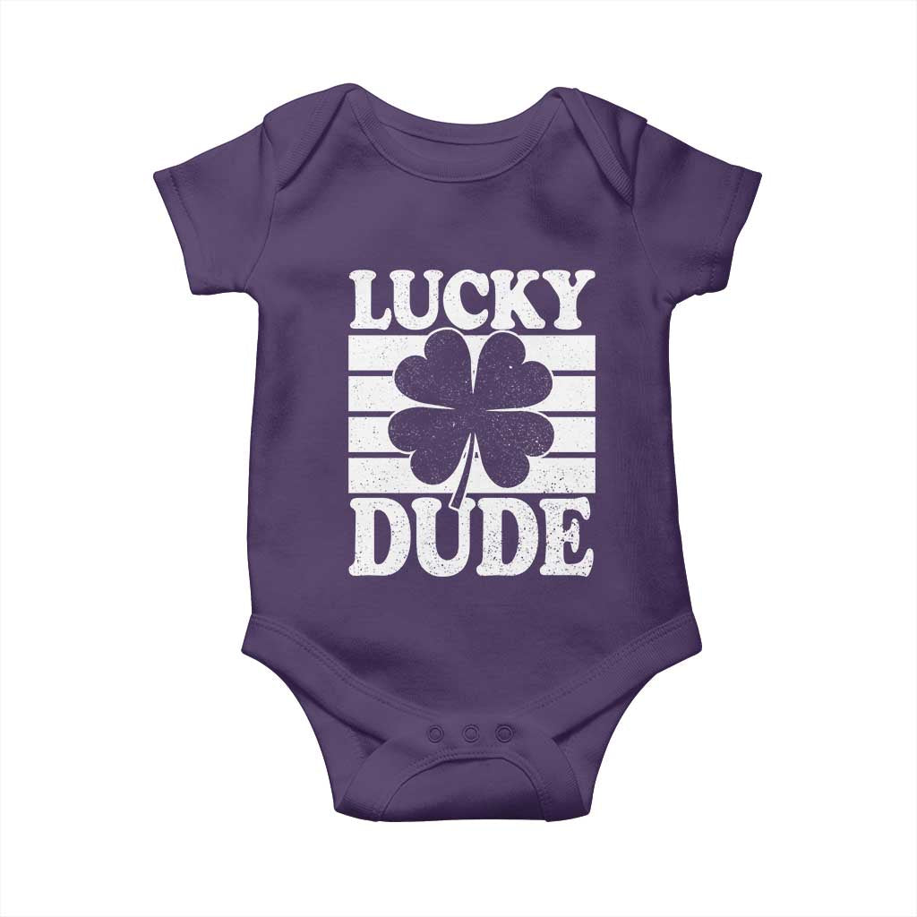 Funny Lucky Dude Baby Onesie Irish Boys St Patricks Day TS10 Purple Print Your Wear