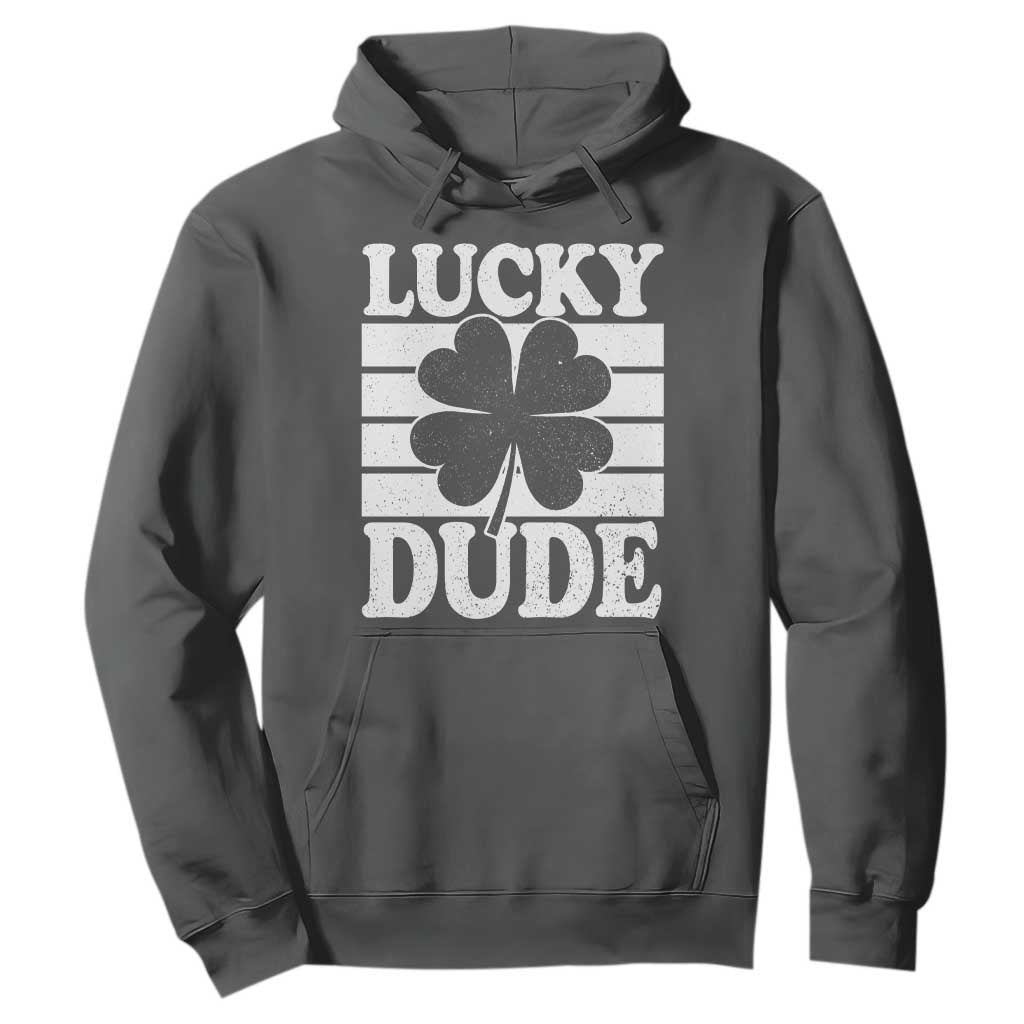 Funny Lucky Dude Hoodie Irish Boys St Patricks Day TS10 Dark Heather Print Your Wear