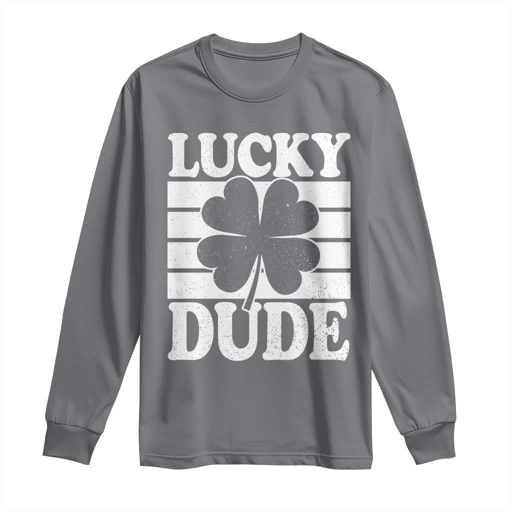 Funny Lucky Dude Long Sleeve Shirt Irish Boys St Patricks Day TS10 Charcoal Print Your Wear