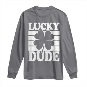 Funny Lucky Dude Long Sleeve Shirt Irish Boys St Patricks Day TS10 Charcoal Print Your Wear