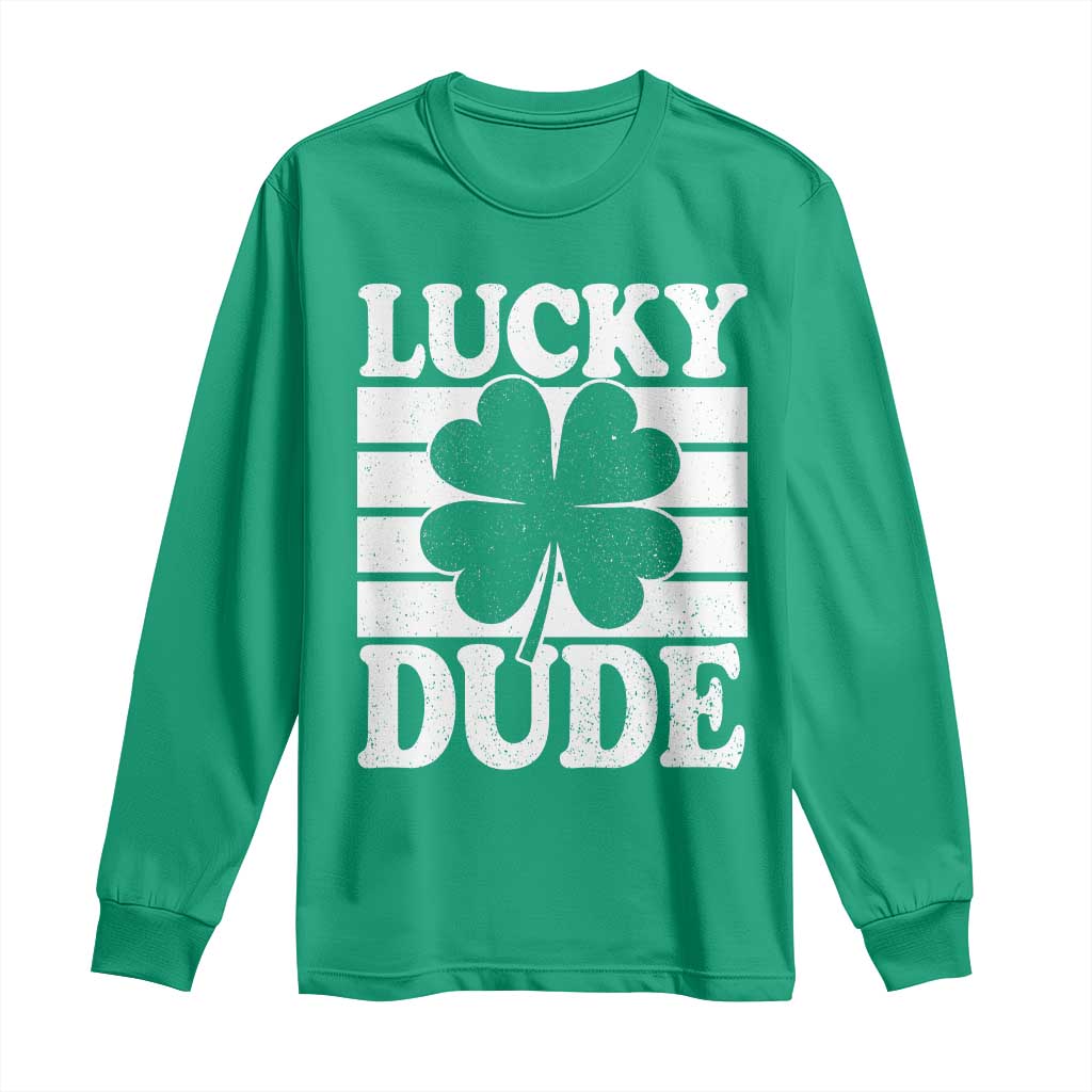 Funny Lucky Dude Long Sleeve Shirt Irish Boys St Patricks Day TS10 Irish Green Print Your Wear