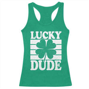 Funny Lucky Dude Racerback Tank Top Irish Boys St Patricks Day TS10 Irish Green Print Your Wear