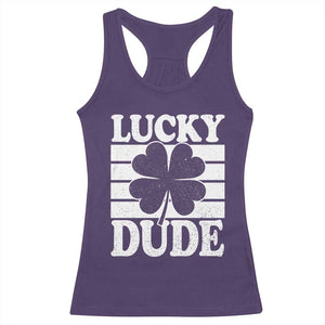 Funny Lucky Dude Racerback Tank Top Irish Boys St Patricks Day TS10 Purple Print Your Wear