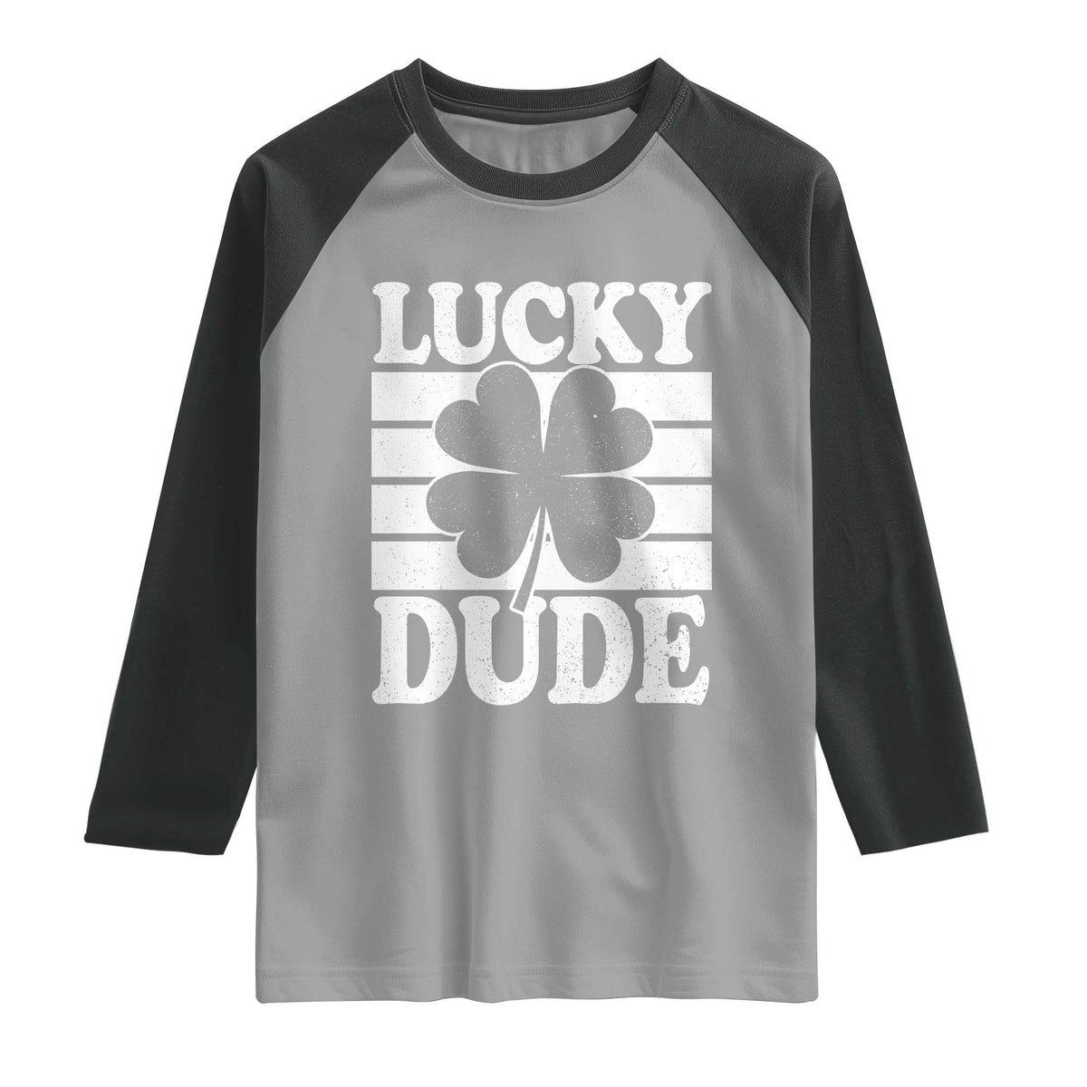 Funny Lucky Dude Raglan Shirt Irish Boys St Patricks Day TS10 Sport Gray Black Print Your Wear