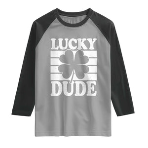 Funny Lucky Dude Raglan Shirt Irish Boys St Patricks Day TS10 Sport Gray Black Print Your Wear
