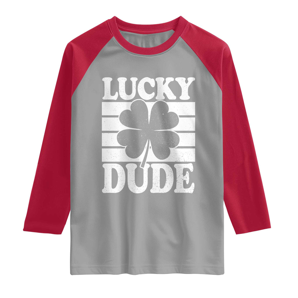 Funny Lucky Dude Raglan Shirt Irish Boys St Patricks Day TS10 Sport Gray Red Print Your Wear