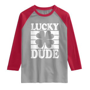 Funny Lucky Dude Raglan Shirt Irish Boys St Patricks Day TS10 Sport Gray Red Print Your Wear
