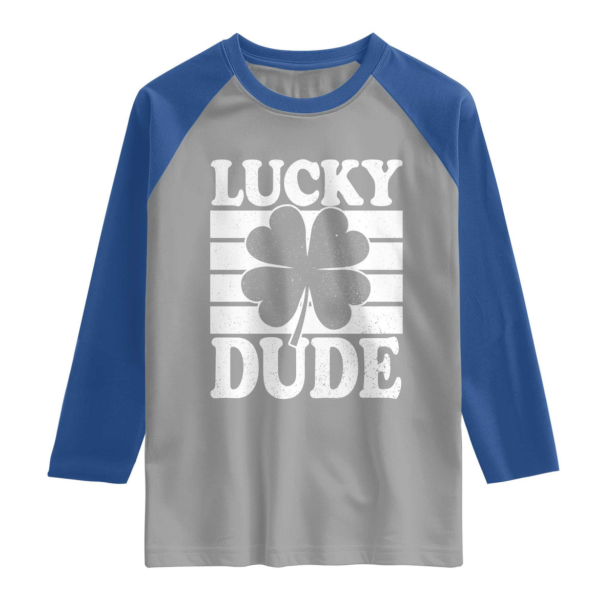 Funny Lucky Dude Raglan Shirt Irish Boys St Patricks Day TS10 Sport Gray Royal Print Your Wear