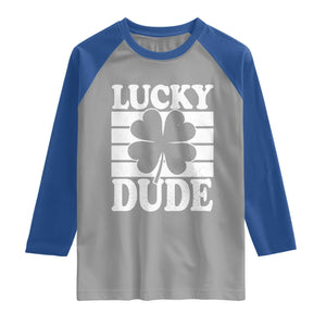 Funny Lucky Dude Raglan Shirt Irish Boys St Patricks Day TS10 Sport Gray Royal Print Your Wear