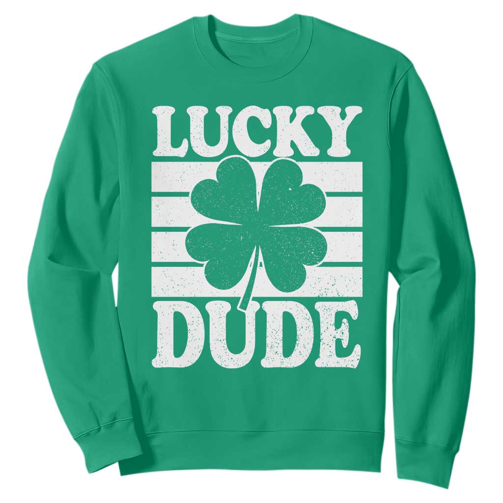 Funny Lucky Dude Sweatshirt Irish Boys St Patricks Day TS10 Irish Green Print Your Wear