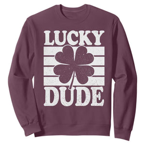 Funny Lucky Dude Sweatshirt Irish Boys St Patricks Day TS10 Maroon Print Your Wear