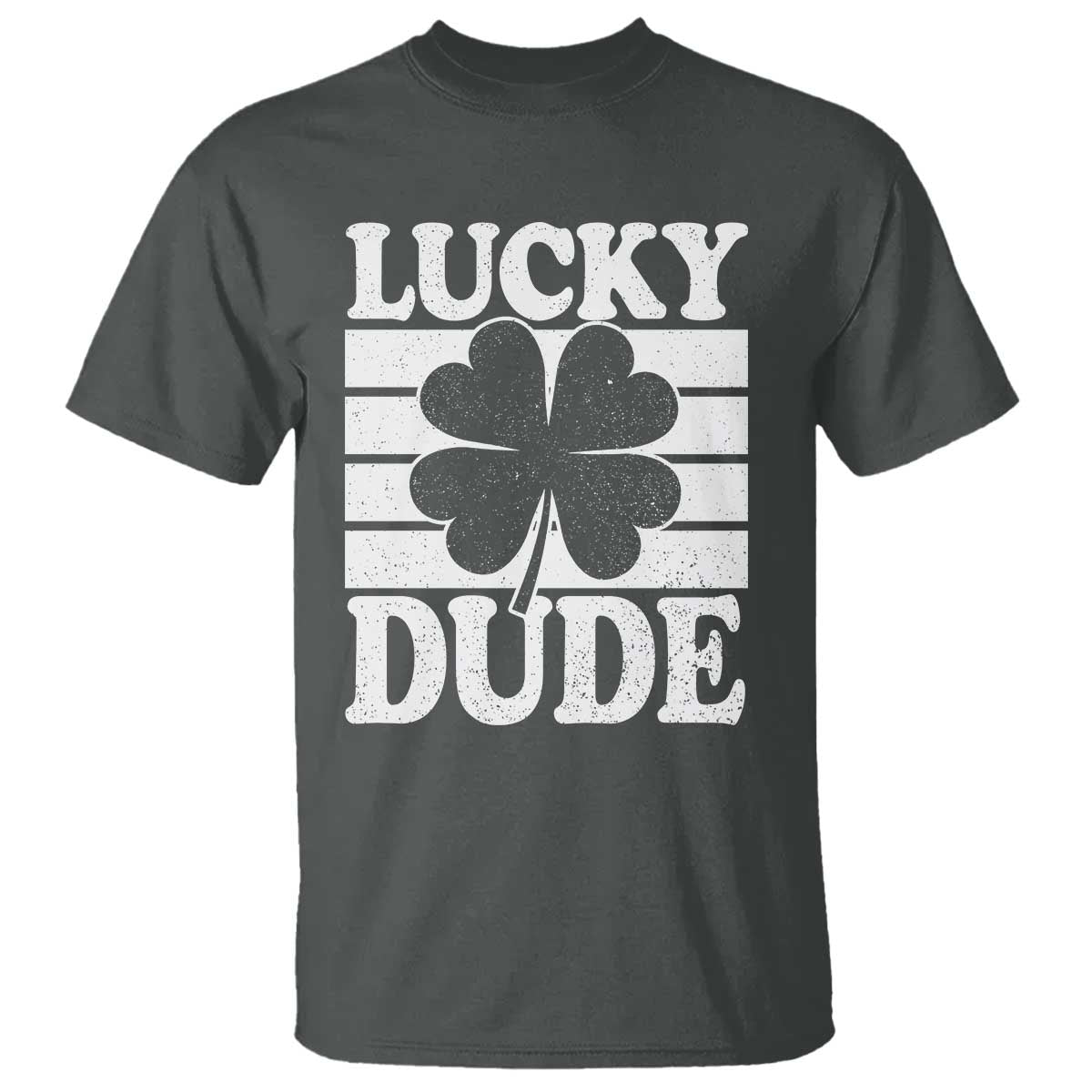 Funny Lucky Dude T Shirt Irish Boys St Patricks Day TS10 Dark Heather Print Your Wear