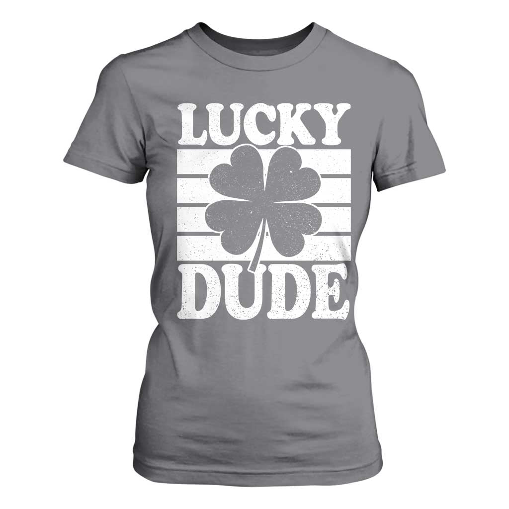 Funny Lucky Dude T Shirt For Women Irish Boys St Patricks Day TS10 Charcoal Print Your Wear