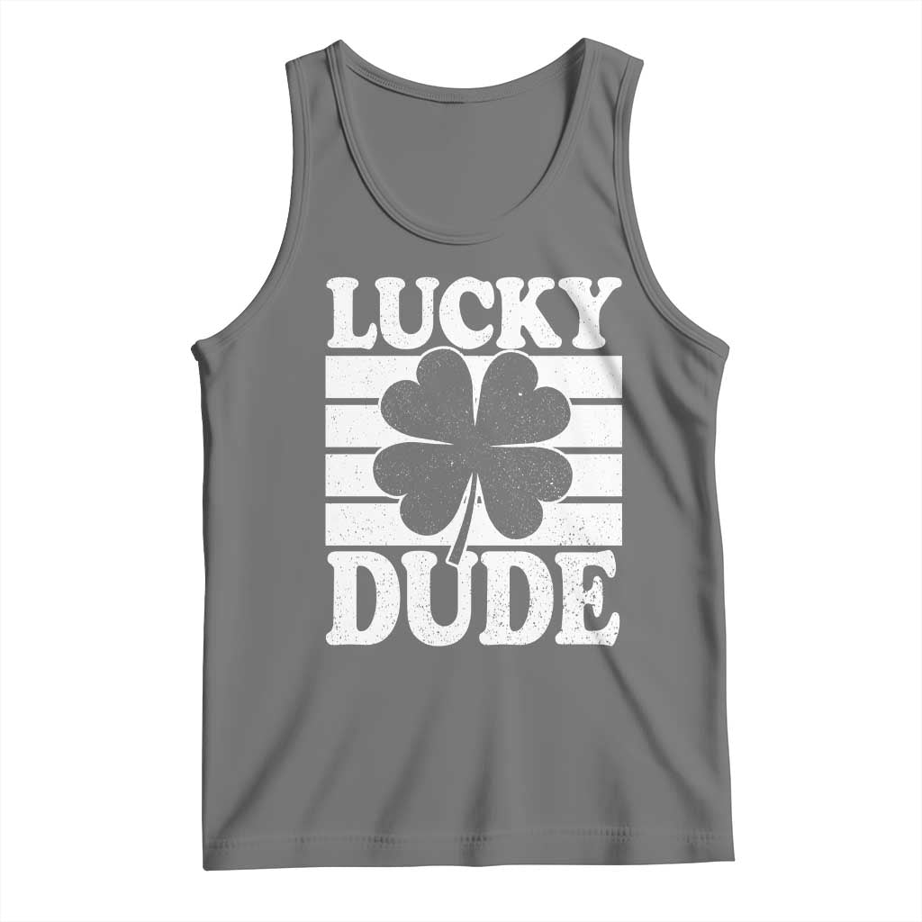 Funny Lucky Dude Tank Top Irish Boys St Patricks Day TS10 Black Heather Print Your Wear