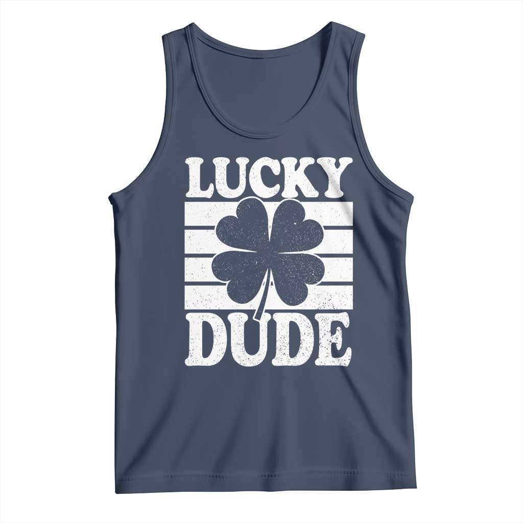 Funny Lucky Dude Tank Top Irish Boys St Patricks Day TS10 Navy Print Your Wear