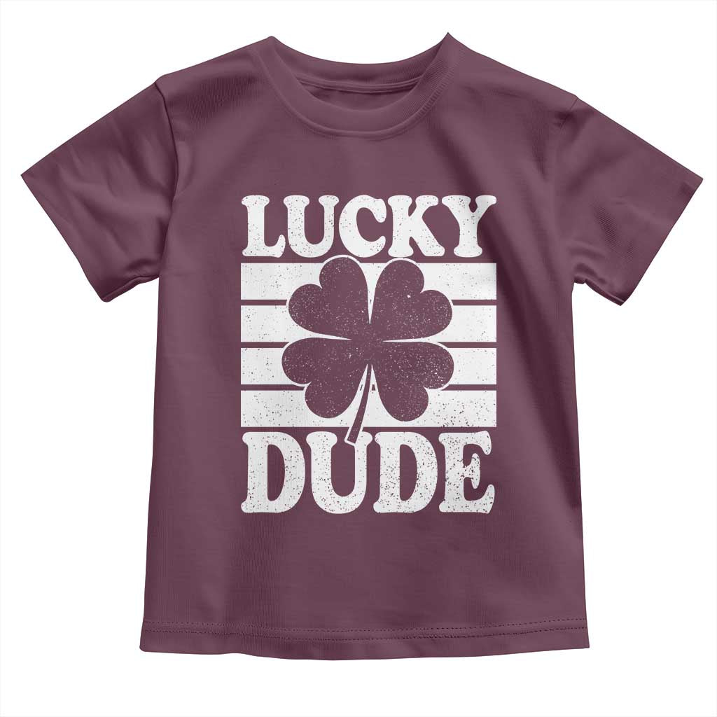 Funny Lucky Dude Toddler T Shirt Irish Boys St Patricks Day TS10 Maroon Print Your Wear