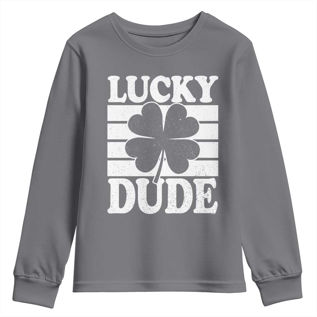 Funny Lucky Dude Youth Sweatshirt Irish Boys St Patricks Day TS10 Charcoal Print Your Wear