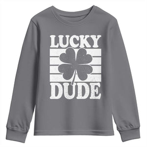 Funny Lucky Dude Youth Sweatshirt Irish Boys St Patricks Day TS10 Charcoal Print Your Wear