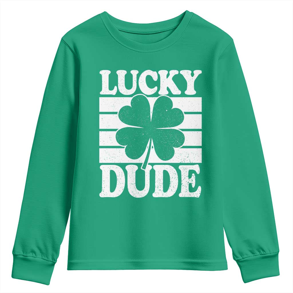 Funny Lucky Dude Youth Sweatshirt Irish Boys St Patricks Day TS10 Irish Green Print Your Wear