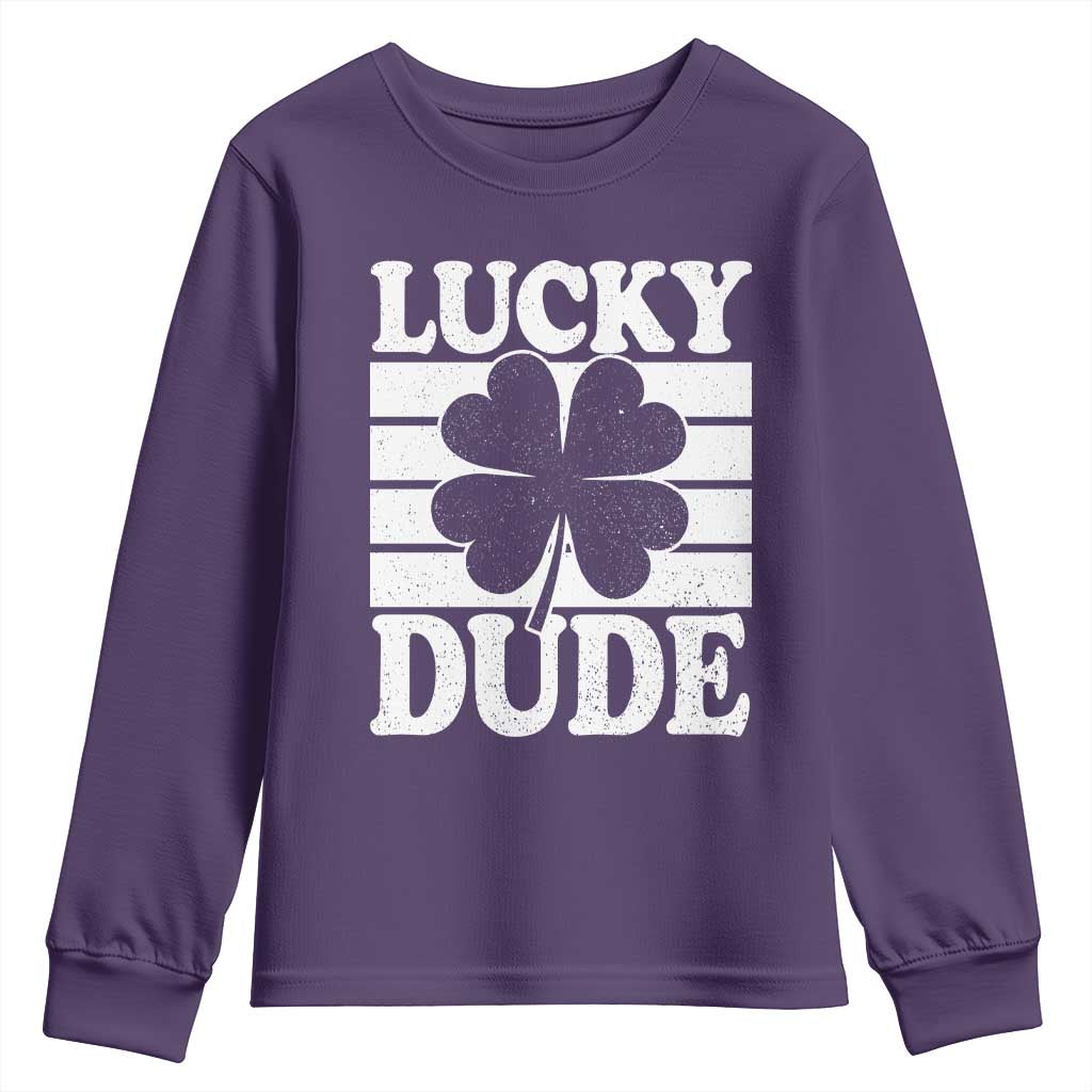 Funny Lucky Dude Youth Sweatshirt Irish Boys St Patricks Day TS10 Purple Print Your Wear