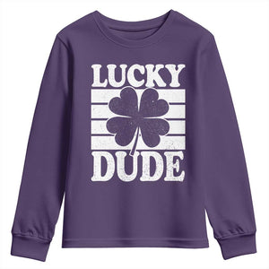 Funny Lucky Dude Youth Sweatshirt Irish Boys St Patricks Day TS10 Purple Print Your Wear