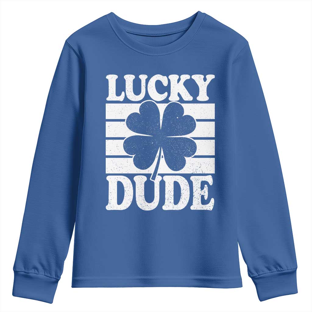 Funny Lucky Dude Youth Sweatshirt Irish Boys St Patricks Day TS10 Royal Blue Print Your Wear