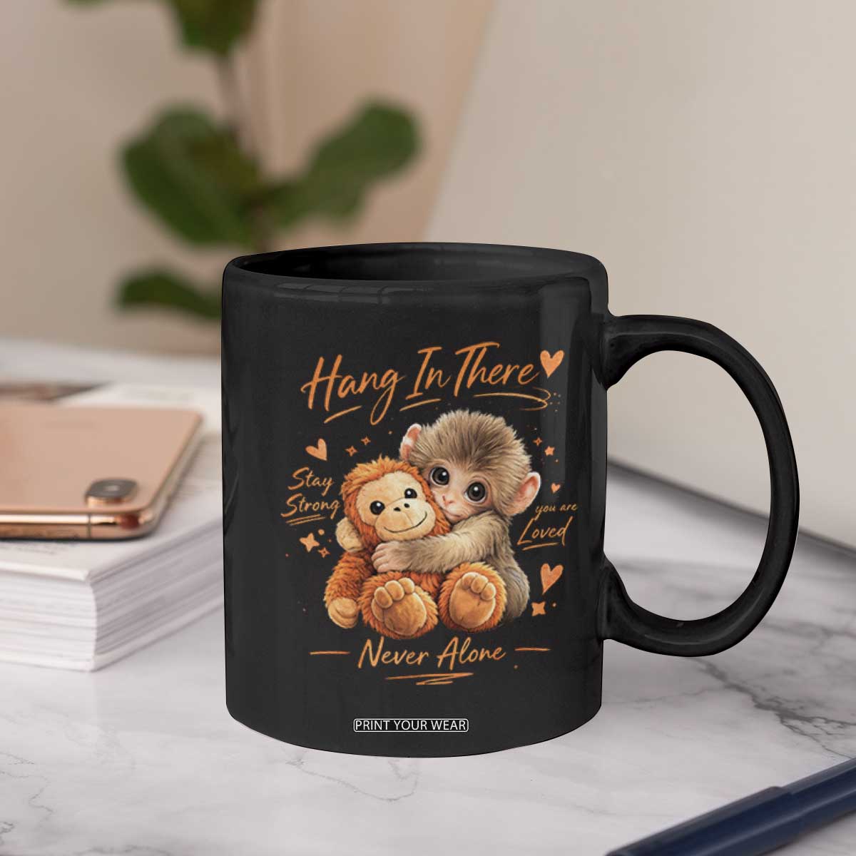 Cute Baby Monkey Punch Coffee Mug Adorable Emotional Graphic Little Punch TS10 Print Your Wear