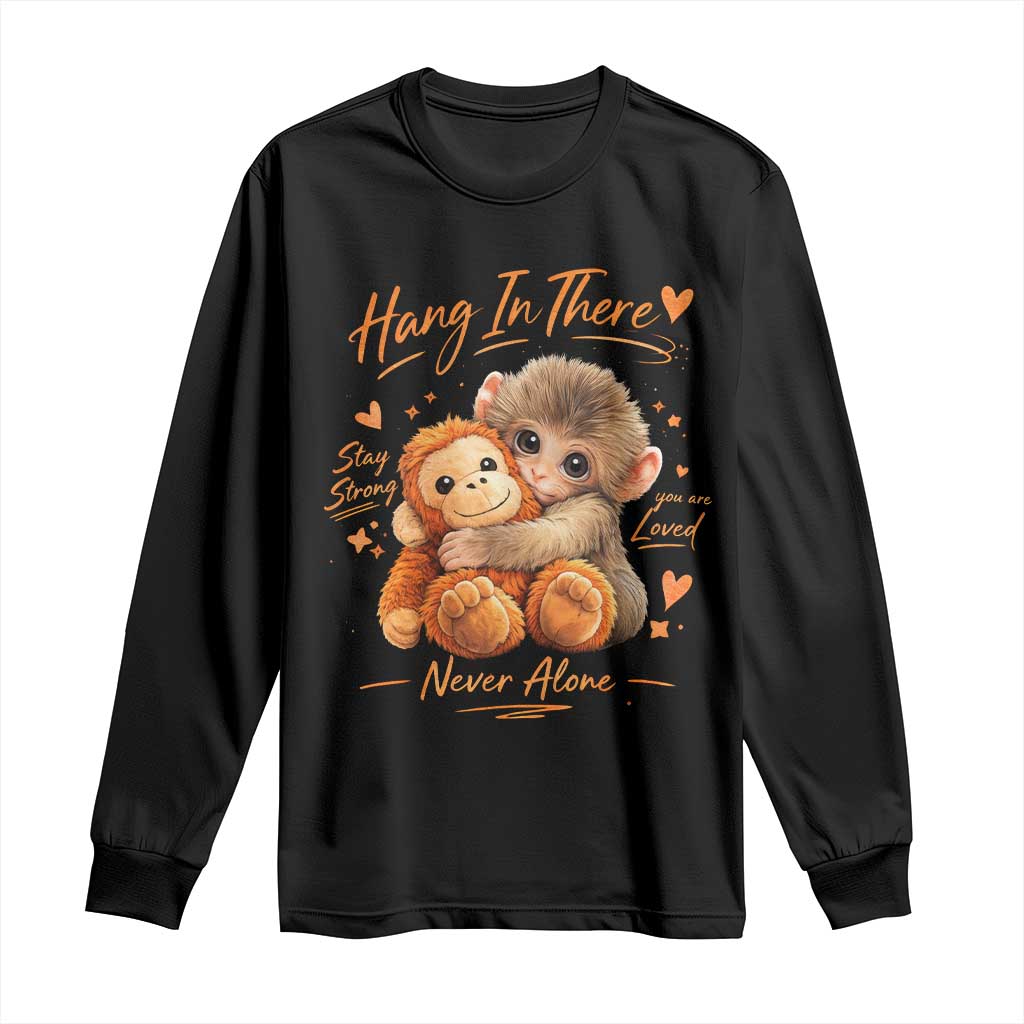 Cute Baby Monkey Punch Long Sleeve Shirt Adorable Emotional Graphic Little Punch TS10 Black Print Your Wear