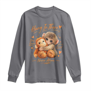 Cute Baby Monkey Punch Long Sleeve Shirt Adorable Emotional Graphic Little Punch TS10 Charcoal Print Your Wear
