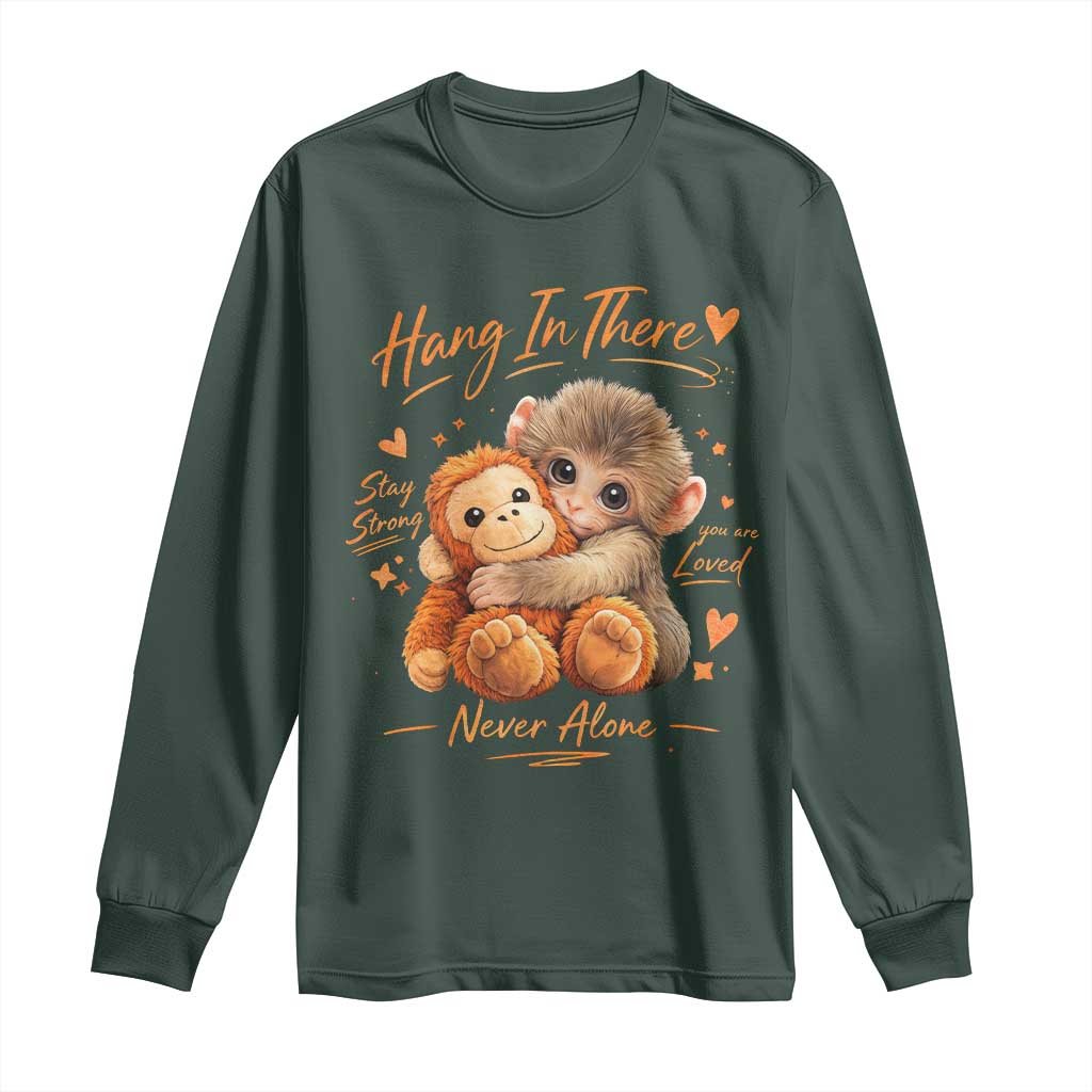 Cute Baby Monkey Punch Long Sleeve Shirt Adorable Emotional Graphic Little Punch TS10 Dark Forest Green Print Your Wear
