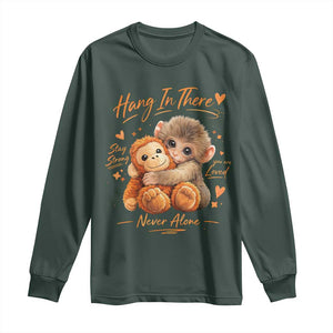 Cute Baby Monkey Punch Long Sleeve Shirt Adorable Emotional Graphic Little Punch TS10 Dark Forest Green Print Your Wear