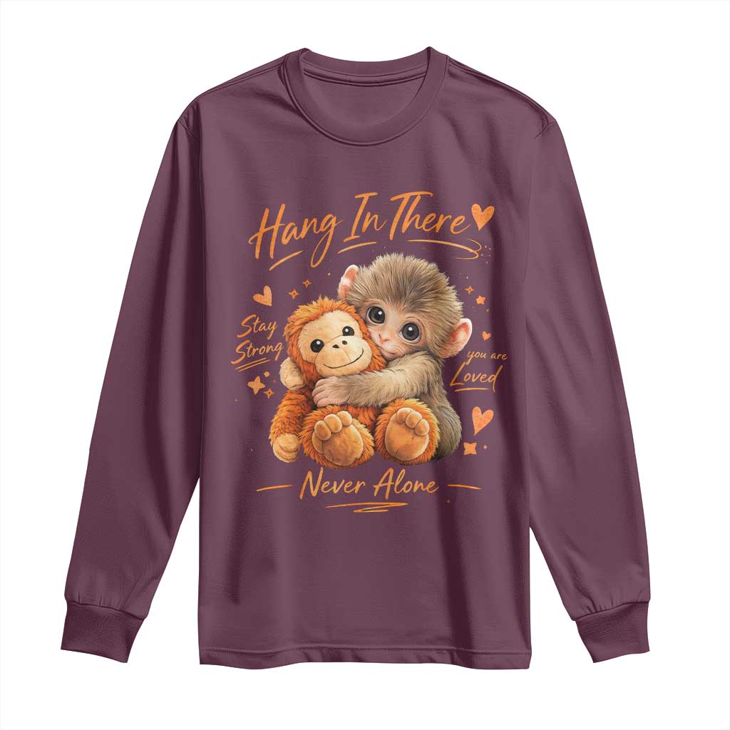 Cute Baby Monkey Punch Long Sleeve Shirt Adorable Emotional Graphic Little Punch TS10 Maroon Print Your Wear