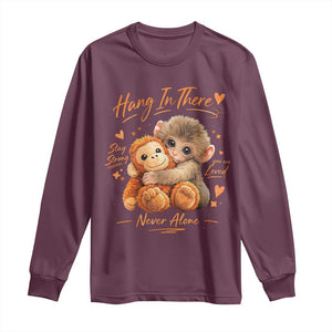 Cute Baby Monkey Punch Long Sleeve Shirt Adorable Emotional Graphic Little Punch TS10 Maroon Print Your Wear
