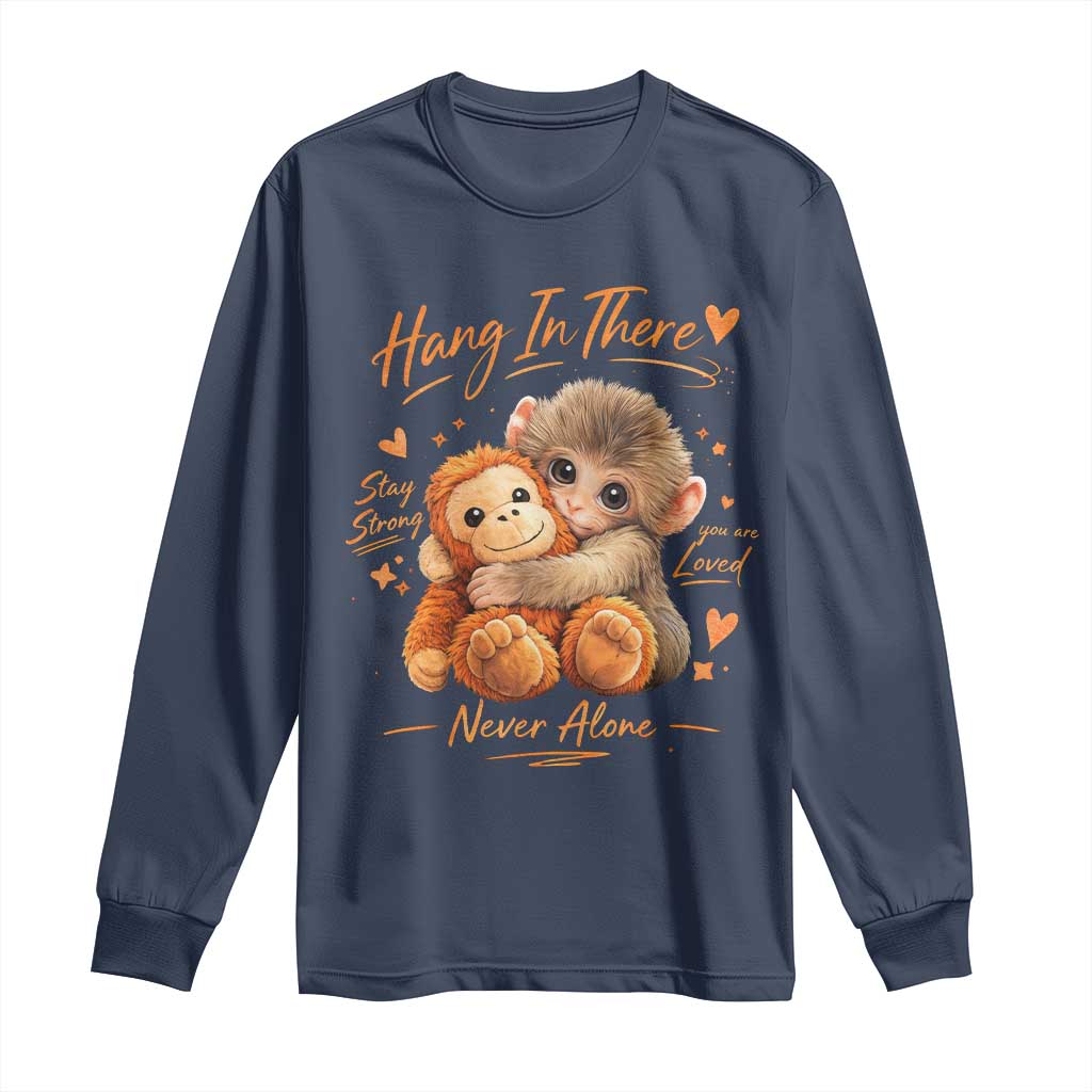 Cute Baby Monkey Punch Long Sleeve Shirt Adorable Emotional Graphic Little Punch TS10 Navy Print Your Wear