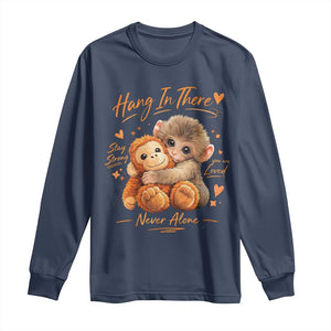 Cute Baby Monkey Punch Long Sleeve Shirt Adorable Emotional Graphic Little Punch TS10 Navy Print Your Wear