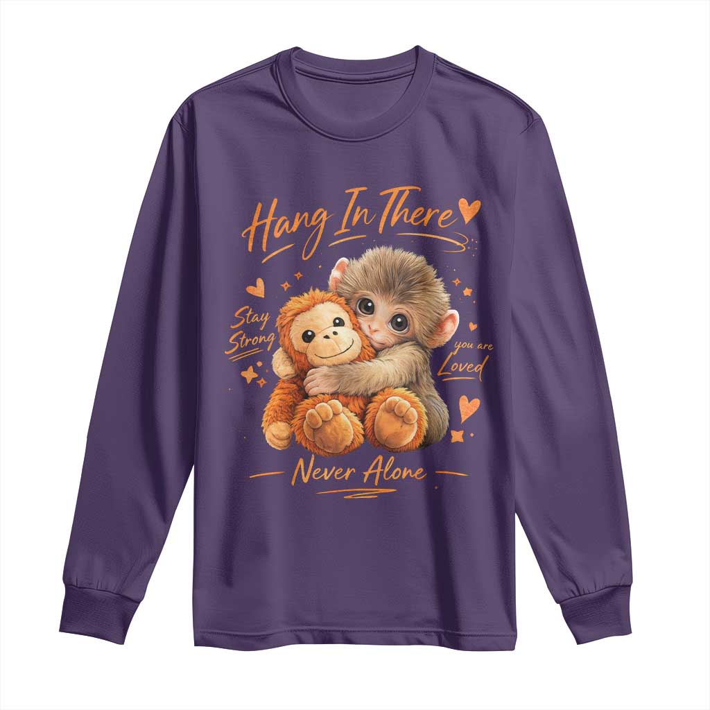 Cute Baby Monkey Punch Long Sleeve Shirt Adorable Emotional Graphic Little Punch TS10 Purple Print Your Wear