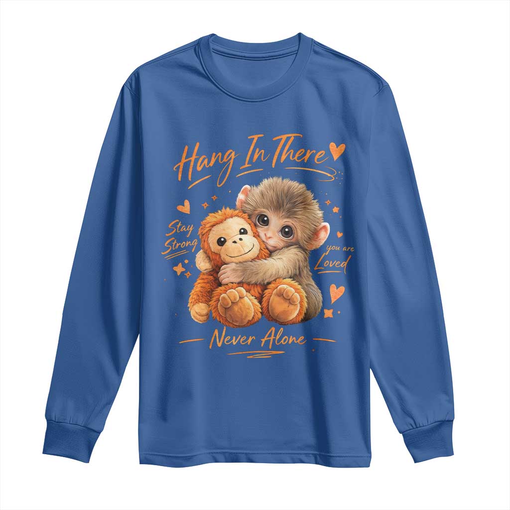 Cute Baby Monkey Punch Long Sleeve Shirt Adorable Emotional Graphic Little Punch TS10 Royal Blue Print Your Wear
