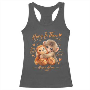 Cute Baby Monkey Punch Racerback Tank Top Adorable Emotional Graphic Little Punch TS10 Dark Heather Print Your Wear