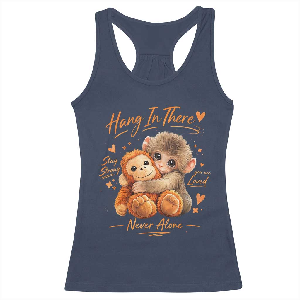 Cute Baby Monkey Punch Racerback Tank Top Adorable Emotional Graphic Little Punch TS10 Navy Print Your Wear
