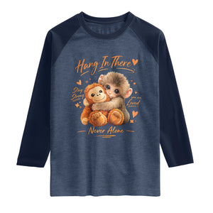 Cute Baby Monkey Punch Raglan Shirt Adorable Emotional Graphic Little Punch TS10 Heather Denim Navy Print Your Wear