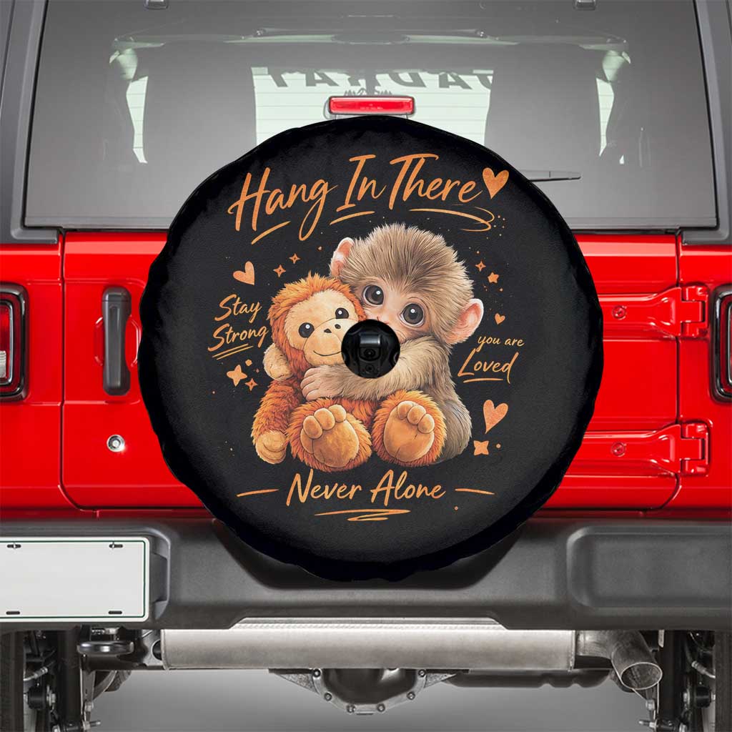 Cute Baby Monkey Punch Spare Tire Cover Adorable Emotional Graphic Little Punch TS10 Black Print Your Wear