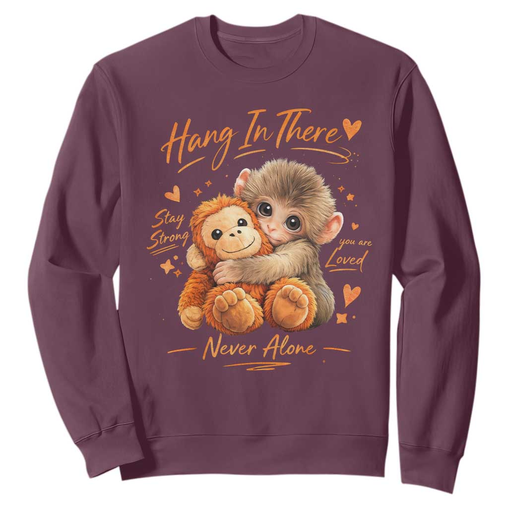 Cute Baby Monkey Punch Sweatshirt Adorable Emotional Graphic Little Punch TS10 Maroon Print Your Wear
