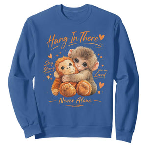 Cute Baby Monkey Punch Sweatshirt Adorable Emotional Graphic Little Punch TS10 Royal Blue Print Your Wear